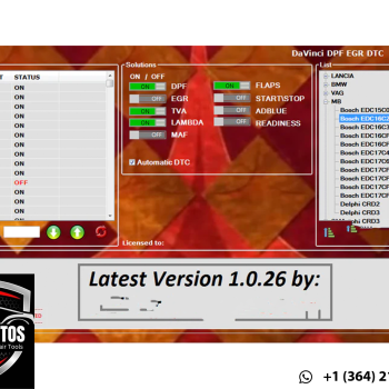 DPF EGR DTC ADBLUE ON-OFF | Davinci Latest Version + Volta + ADS + EGR + DPF + Lambda Removers