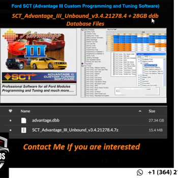 FORD SCT Advantage III – Custom Programming & Tuning Software + 28GB Database